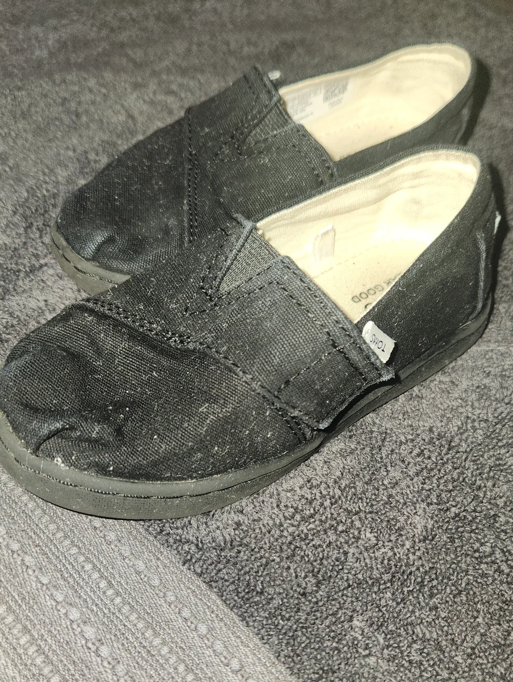 Toms Kids Black Canvas Slip-On Shoes